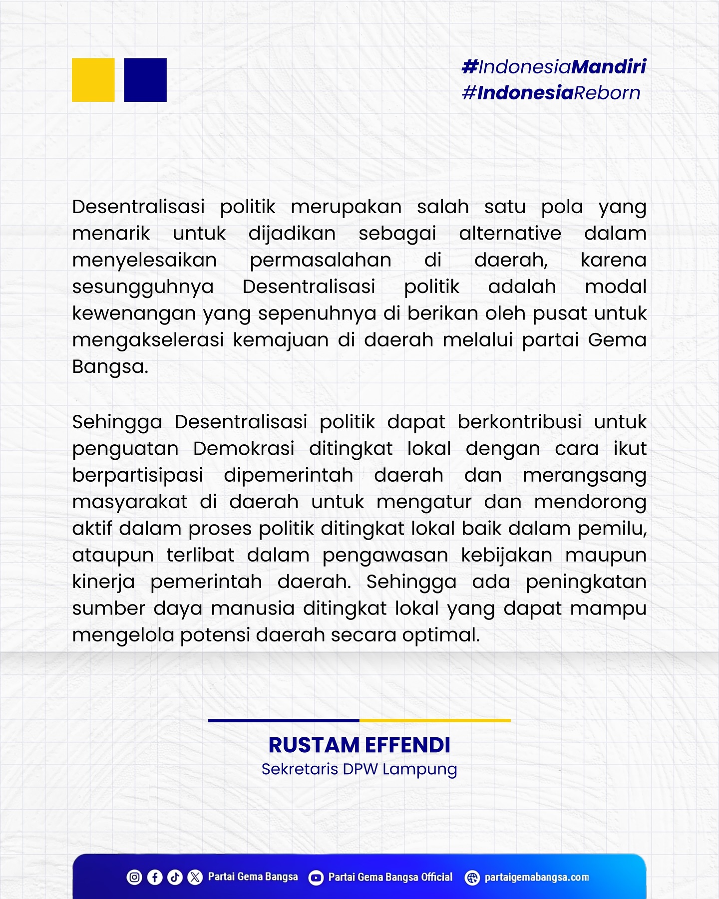 rustam effendi, sekretaris dpw lampung