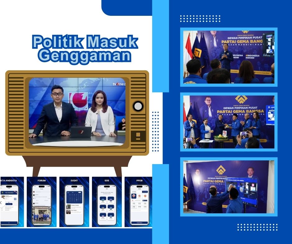 Peluncuran aplikasi Gema Bangsa sebagai wujud desentralisasi politik digital di Indonesia.