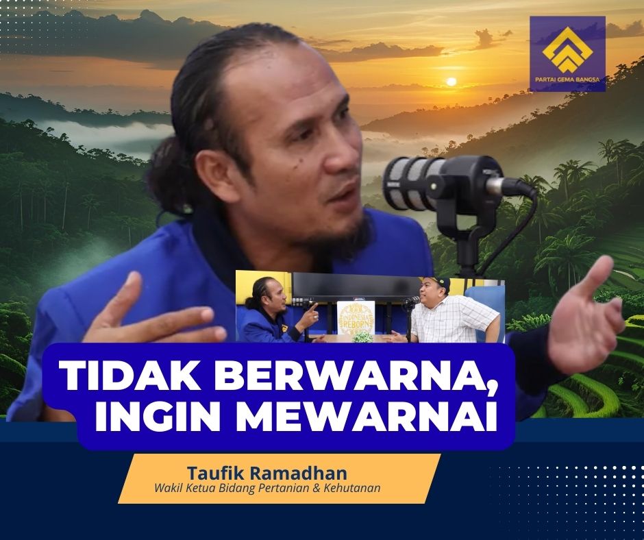 aufik Ramadhan, Wakil Ketua Bidang Pertanian dan Kehutanan Partai Gema Bangsa Sumut, tampil penuh semangat dalam podcast Gema Bangsa