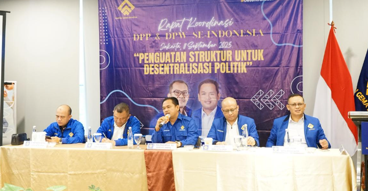 Rapat Koordinasi (Rakor) Partai Gema Bangsa bersama DPW se-Indonesia, bertajuk “Penguatan Struktur untuk Desentralisasi Politik”, digelar di Hotel Mercure Cikini pada 11–12 September 2025