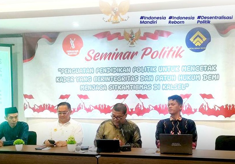 "Ketua DPW Gema Bangsa Kalsel Mimin dan jajaran Polda Kalsel dalam seminar politik di Banjarmasin