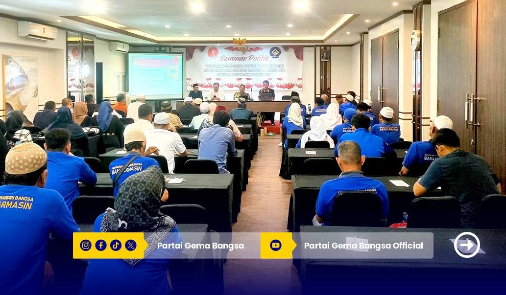 "Ketua DPW Gema Bangsa Kalsel Mimin dan jajaran Polda Kalsel dalam seminar politik di Banjarmasin