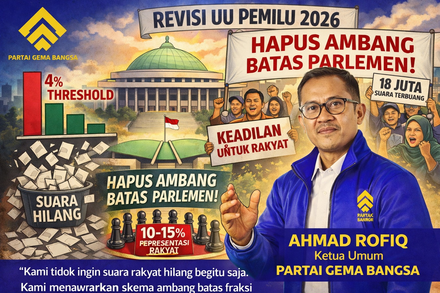 Hapus Ambang Batas Parlemen, Ahmad Rofiq: Selamatkan 18 Juta Suara Rakyat